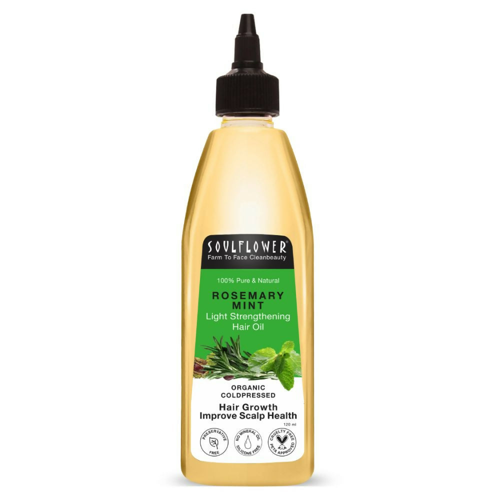 Soulflower Rosemary Mint Hair Growth Oil For Hair Fall & Dandruff Control, Light Hair Oil | Grocsy