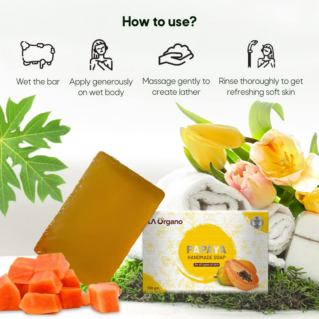 LA Organo Papaya Handmade Natural Bath Soap | Grocsy