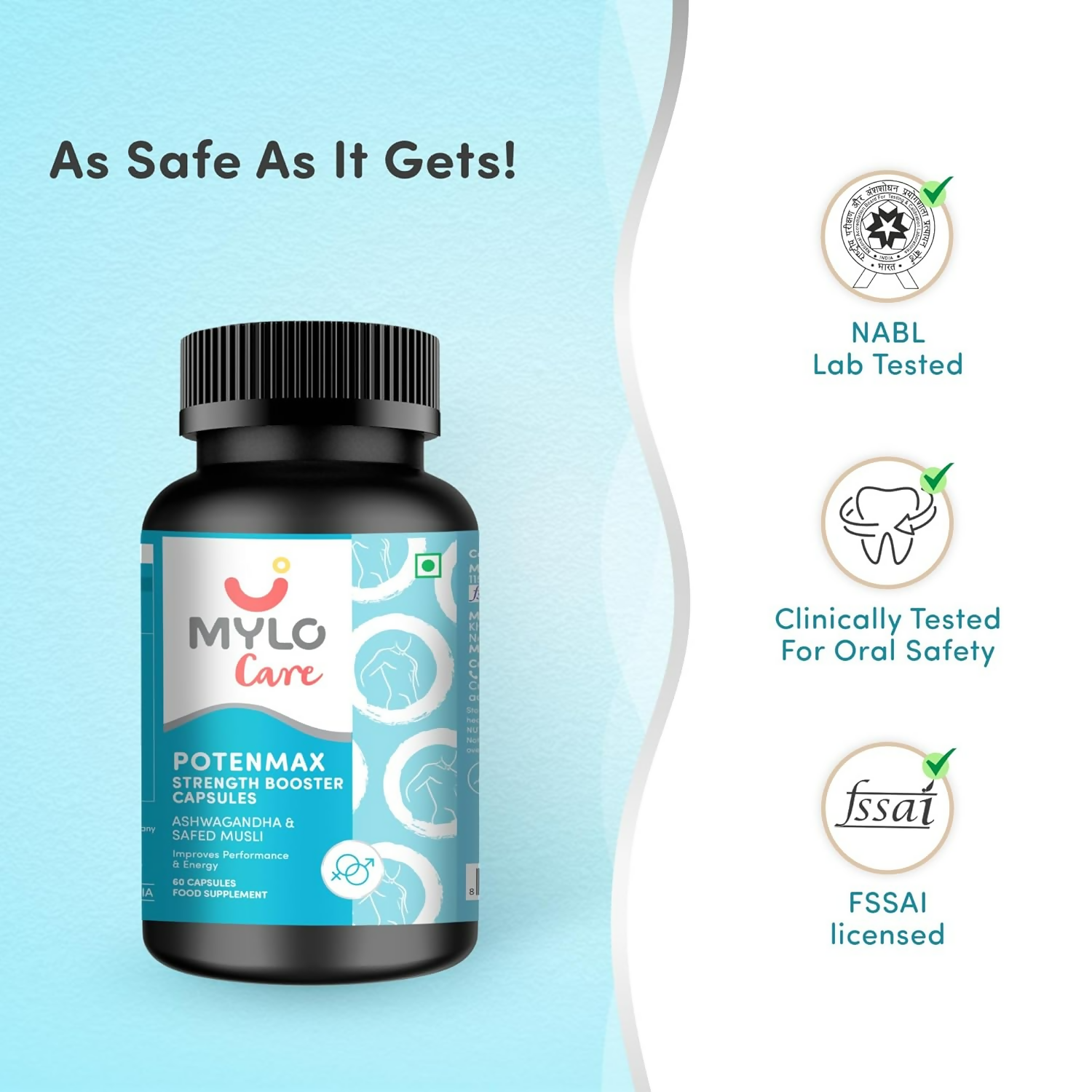 Mylo Care Potenmax Male Fertility Supplement - Veg Capsules | Grocsy