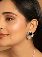 Nuyug 22K Gold Plated Noir Spark Contemporary Stud Earrings | Grocsy
