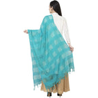 A R Silk Window Square Regular Dupatta Rama Green Color Dupatta or Chunni | Grocsy