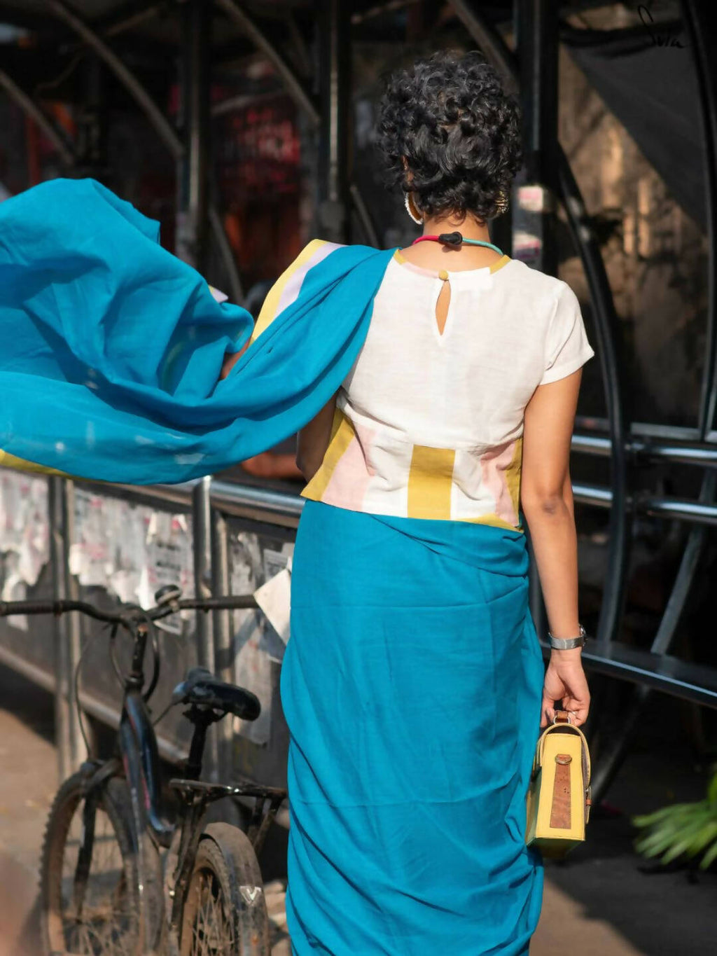 Suta Blue Solid Mul Cotton Saree | Grocsy