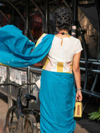 Suta Blue Solid Mul Cotton Saree | Grocsy