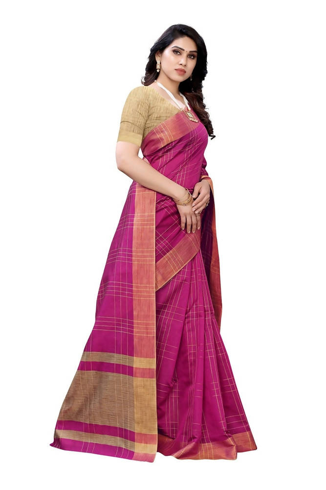 Vamika Pink Cotton Silk Weaving Saree (Anaya Pink) | Grocsy