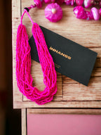 Inhanns Handmade Beaded Multilayer Necklace, 20 Layers - Hot Pink | Grocsy