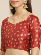Saree Mall Beige & Red Printed Saree | Grocsy