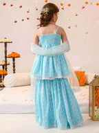 Joban Fashion Girl's Sky Blue Color Lehenga Choli | Grocsy