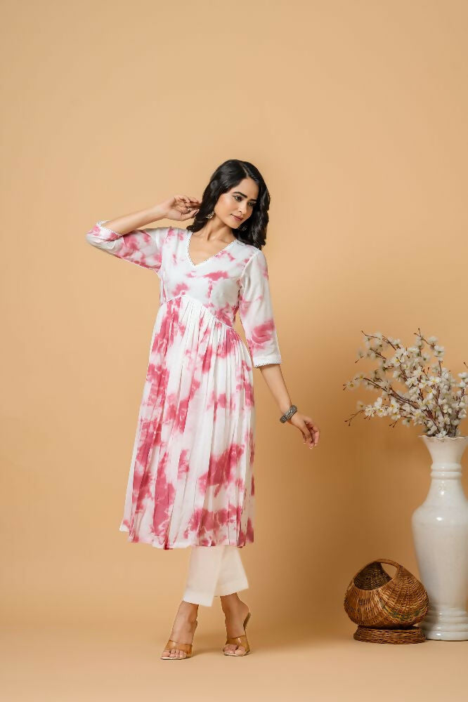 Joban Fashion Magenta Tie & Dye Kurta Pant Set | Grocsy