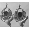 MS Fashion India Half Moon Oxidized White Pearls Silver Earrings | Grocsy