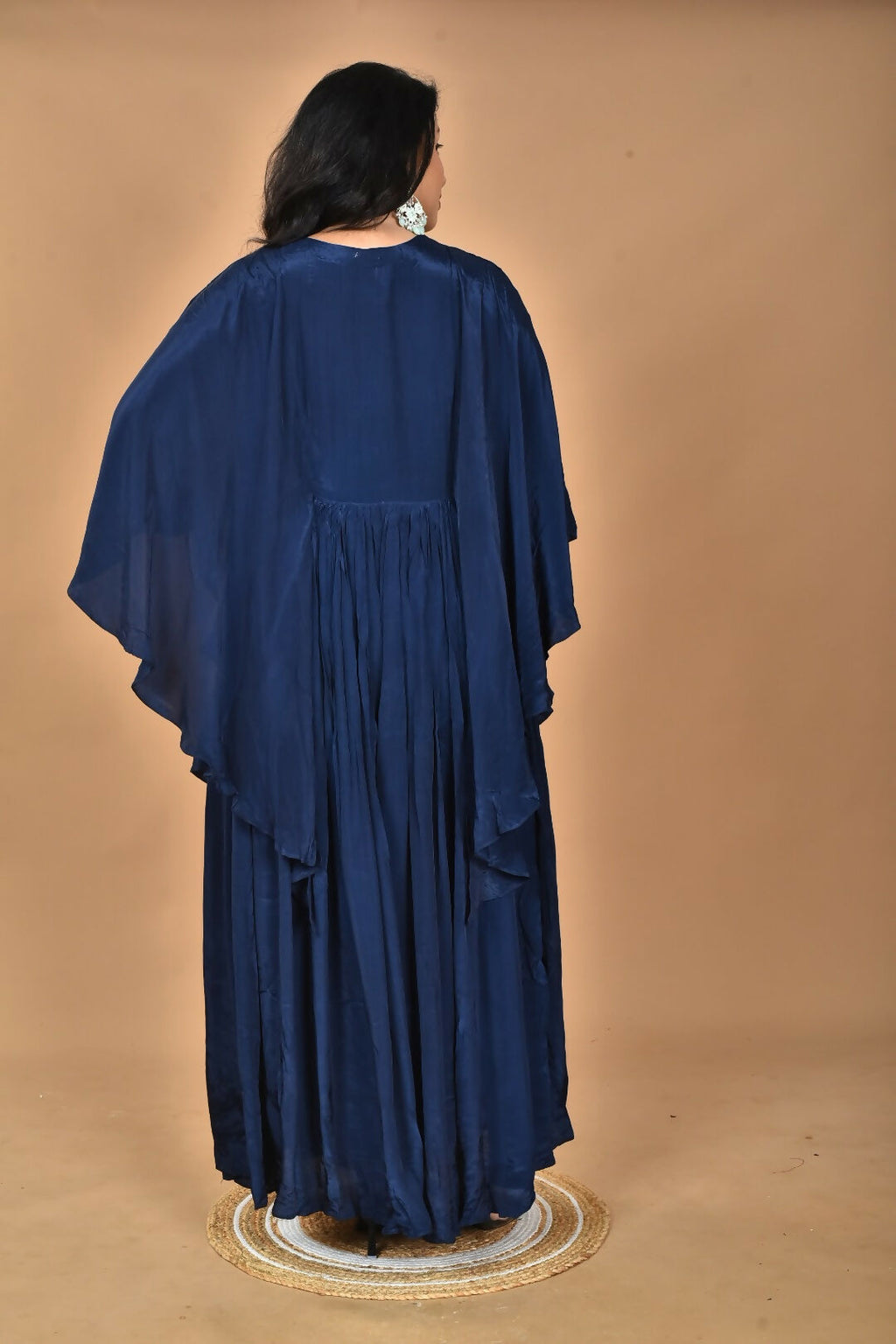 Morchari Kaftan Zari Embroidery Work Gown-Blue | Grocsy