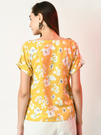 Myshka Women's Yellow Printed Top | Grocsy