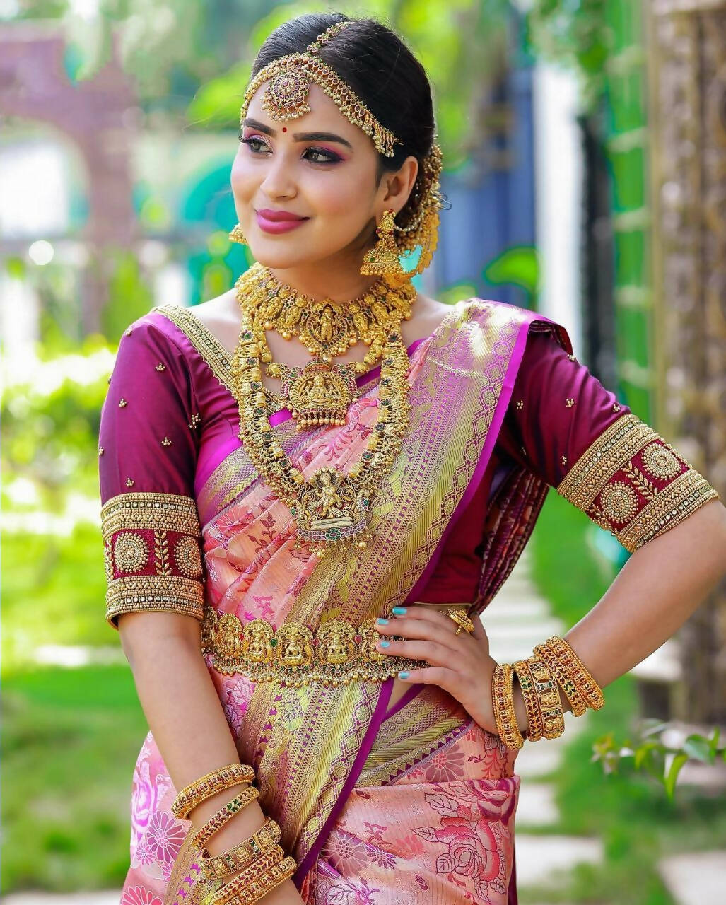 DEIANA'S Beautiful Designer Golden zari Soft Lichi Silk Saree - Peach | Grocsy