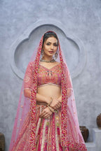 Kesar Fab Purple Organza Embroidered Lehenga | Grocsy