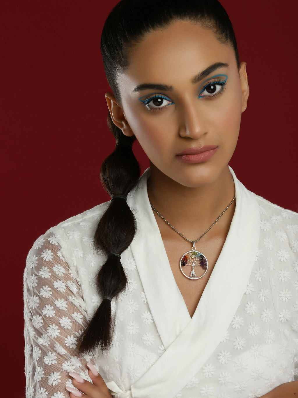 Women's Silver-Toned Blue Silver-Plated Handcrafted Chain - Ruby Raang | Grocsy