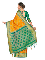 Mimosa Women's Gold Kanchipuram Silk Saree | Grocsy
