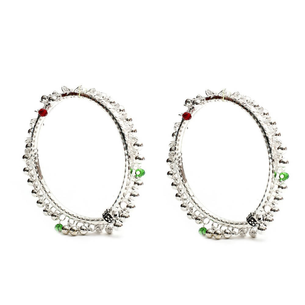 Mominos Fashion Kamal Johar Oxidised Silver Anklets With Muvvas | Grocsy
