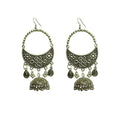 Tiaraa Silver Alloy Oxidised Jhumki Dangle Earrings For Women