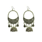 Tiaraa Silver Alloy Oxidised Jhumki Dangle Earrings For Women