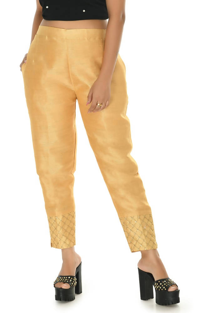 Mominos Fashion Moeza Silk Golden Color Pant | Grocsy
