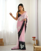 Georgette Pedding Color, Embroidery Work Party Wear Pink Saree - Erisha | Grocsy