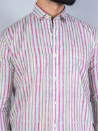 Miravan Men's Regular Fit Multi Stripe Cotton Button Down Full Sleeve Slim Fit Shirt | Grocsy