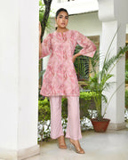 Vaasva Women's Pink Organza Digital Printed Cord Set | Grocsy