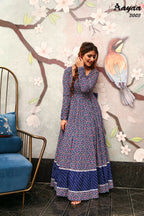 Aayaa Pure Ab Cotton Gown With Heavy Digital Print - Multi Color | Grocsy
