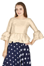 Aastha Fashion Women's Off White Art Silk Bell Sleeves attire with Poly Cotton Lining Blouse | Grocsy