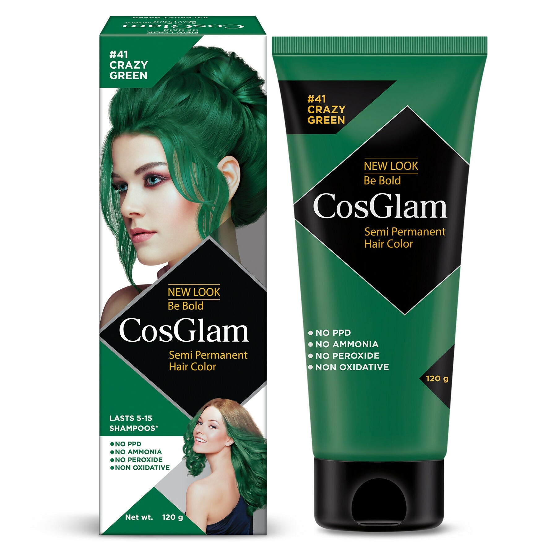 Cosglam Semi Permanent Hair Color for Women & Men (#41 Crazy Green) | Grocsy