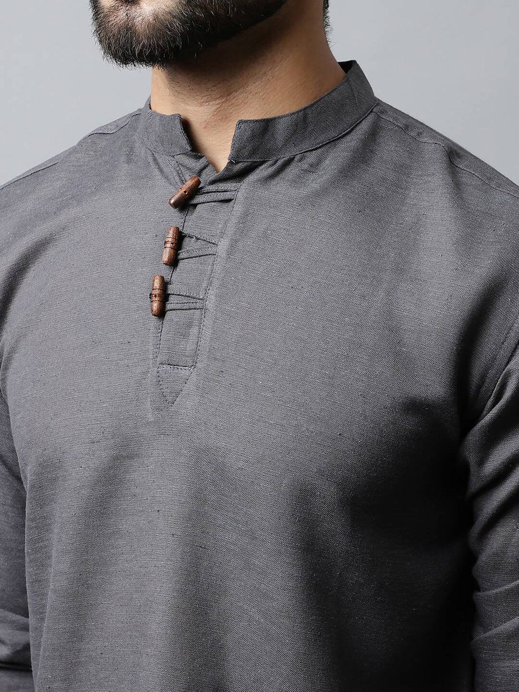 Even Apparels Grey Color Pure Cotton Men's Kurta With Side Placket (SLD1202) | Grocsy