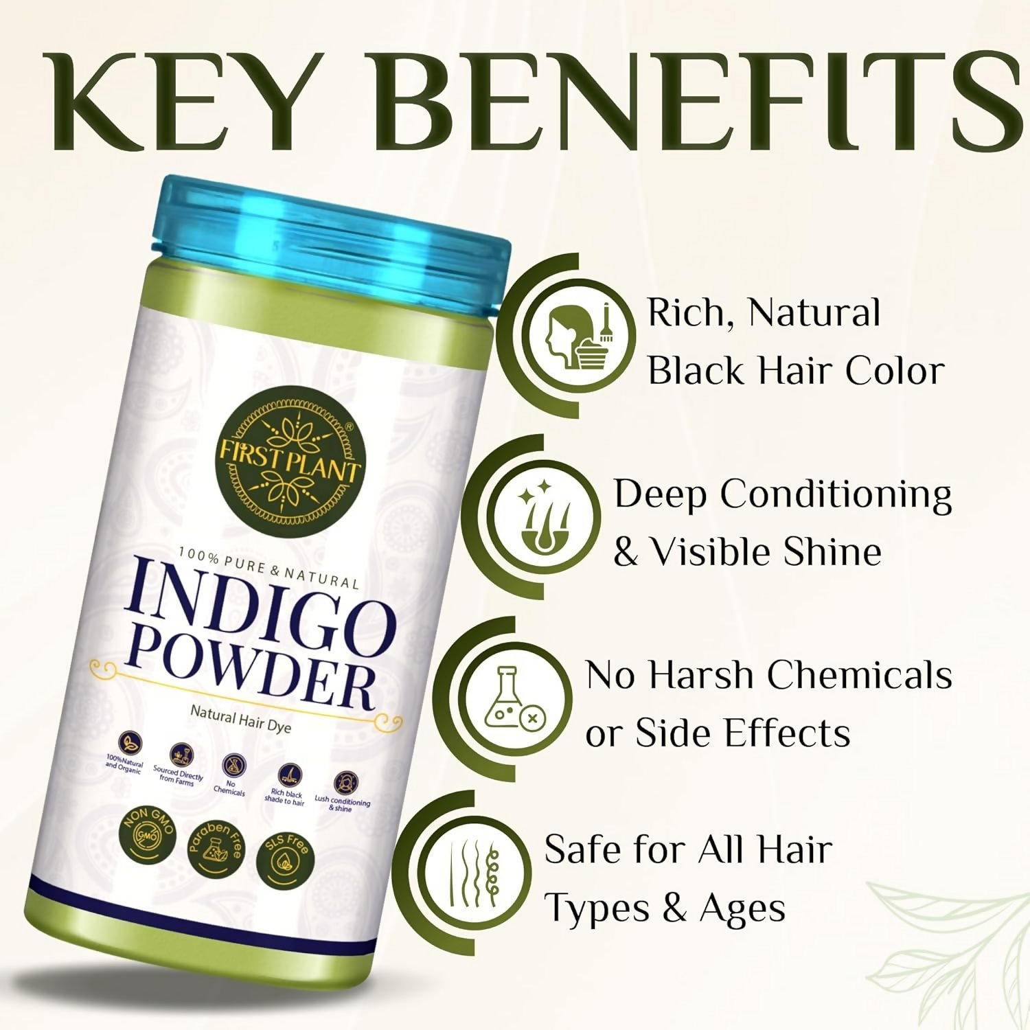 First Plant Organic Indigo Powder For Black Hair | Grocsy