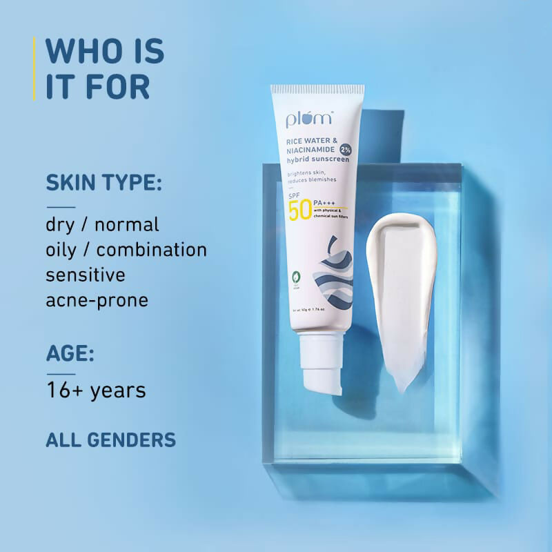Plum 2% Niacinamide Sunscreen SPF 50 PA+++ UVA/B - Reduces Tan, No White Cast, Dermat Tested | Grocsy