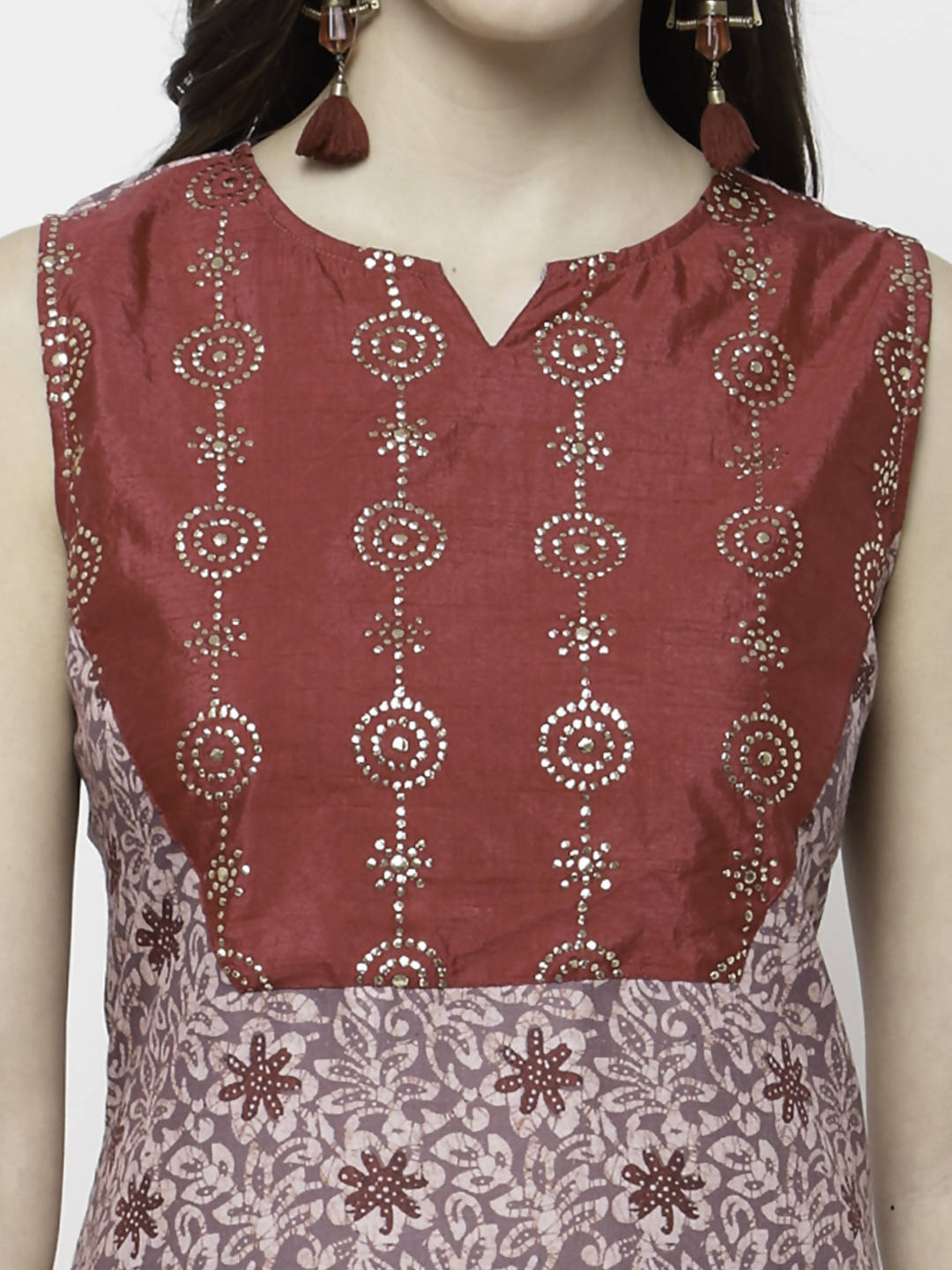 Myshka Multicolor Cotton Blend Printed Sleeveless Round Neck Kurta Palazzo Dupatta Set | Grocsy