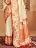 Shree Shyam Fashion Silk Blend Off White Saree | Grocsy