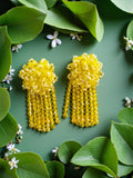 Inhanns Handmade Crystal Water Fall Earrings - Short - Lemon Yellow Small | Grocsy