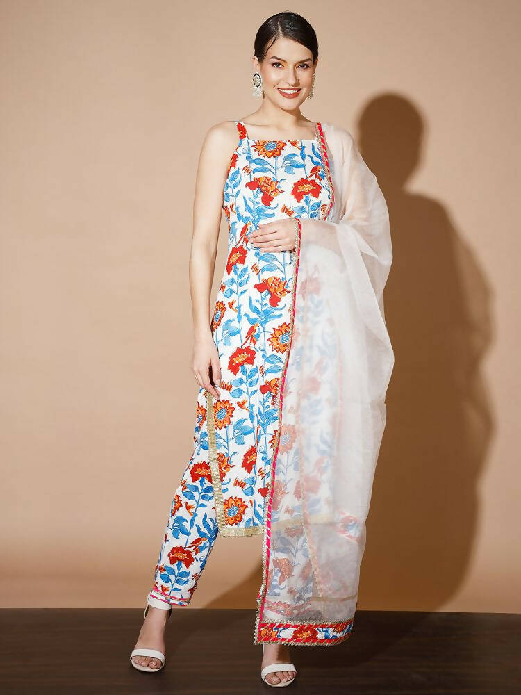 Myshka Women Multi Printed Kurta & Trousers With Dupatta | Grocsy