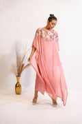 Timaraa Blush Pink Sequined & Beaded Kaftan Dress | Grocsy