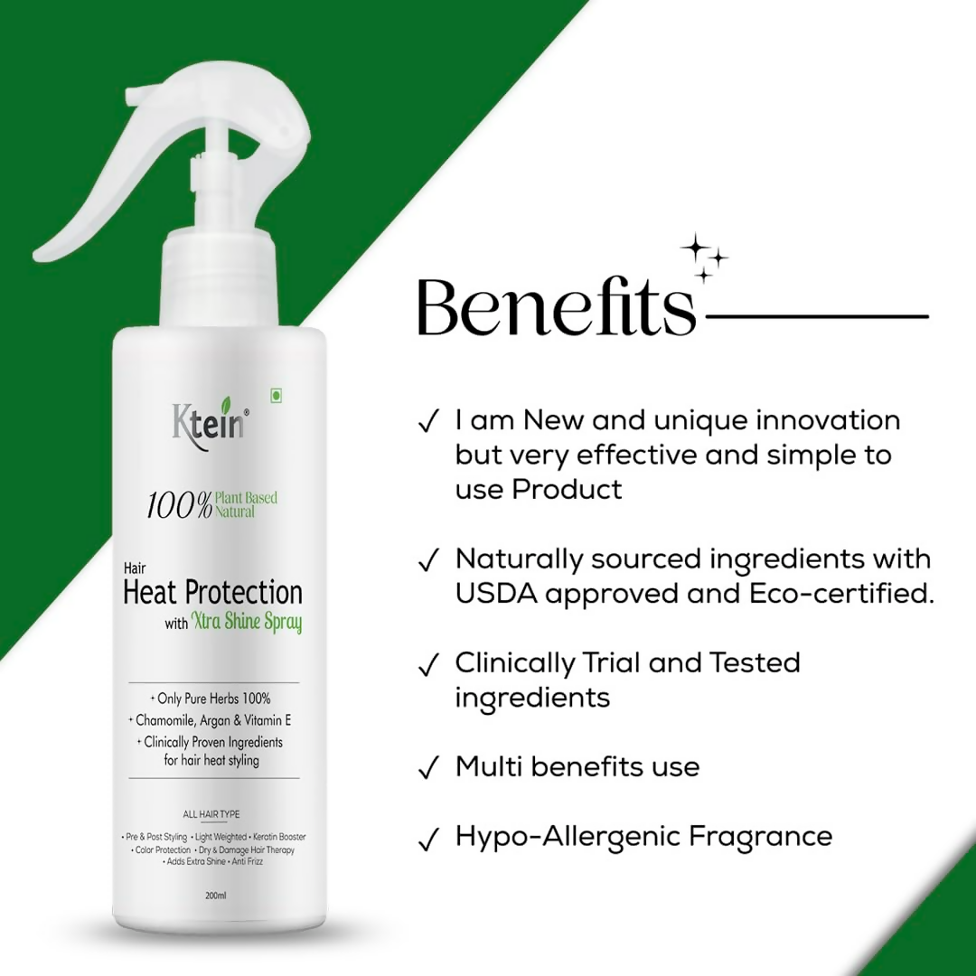 ktein 100% Plant Based Natural Hair Heat Protection with Xtra Shine Spray Hair Spray | Grocsy