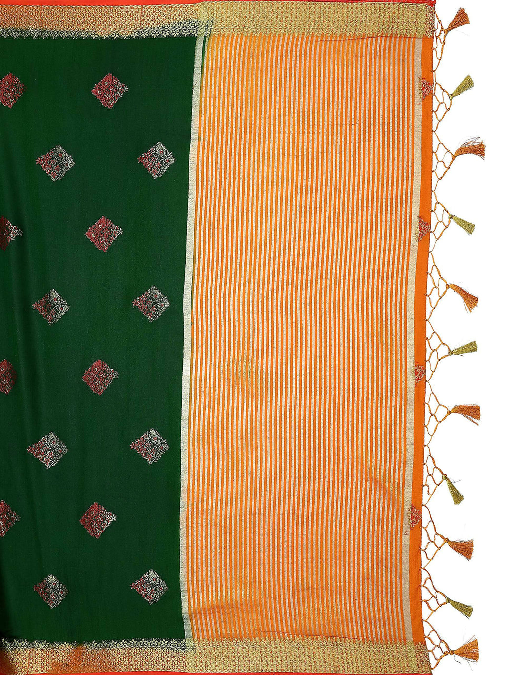 Mimosa Women's Kanchipuram Art Silk Green Saree | Grocsy