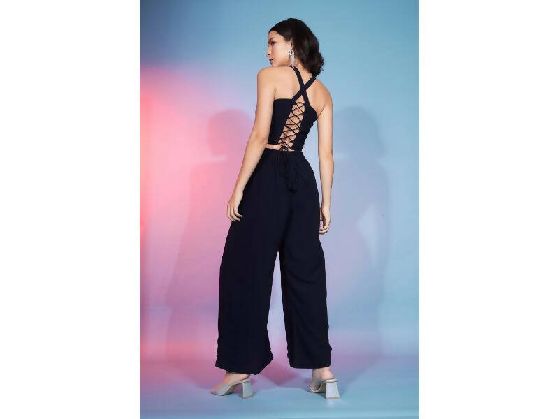 Navy Georgette Sequence With Thread Designer Co-Ord Set - Flory | Grocsy