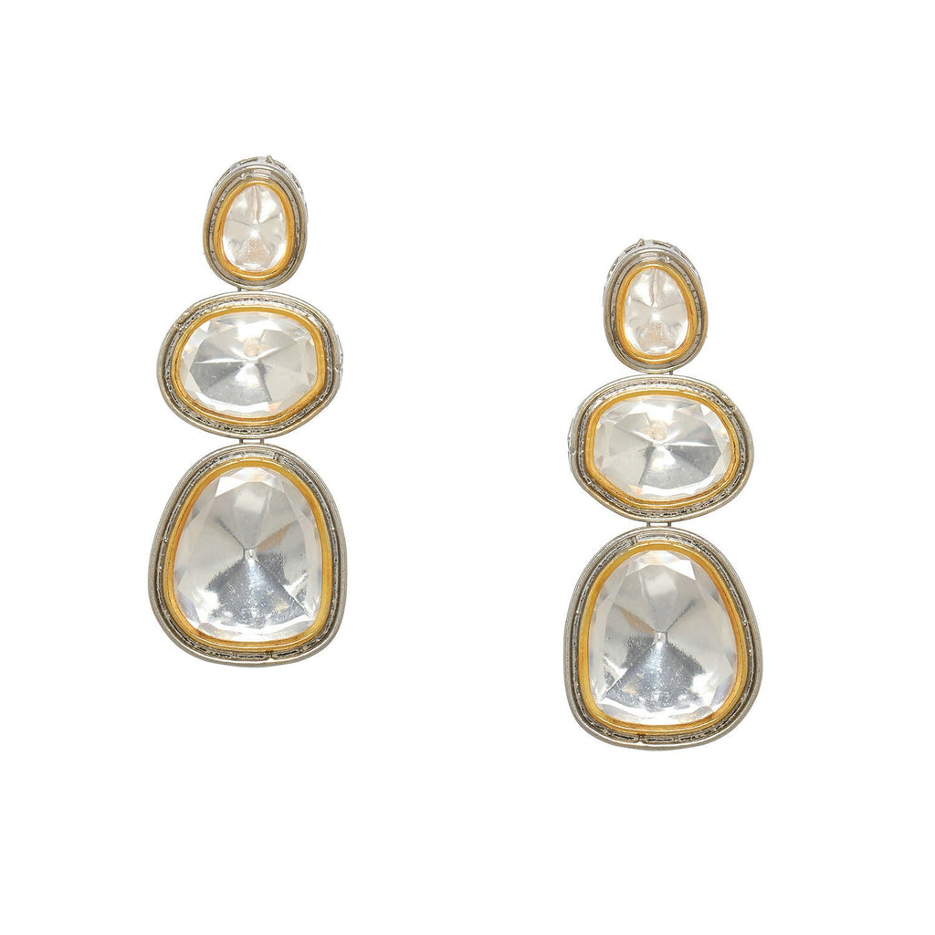 Kundan Earrings (Silver) - Ruby Raang | Grocsy