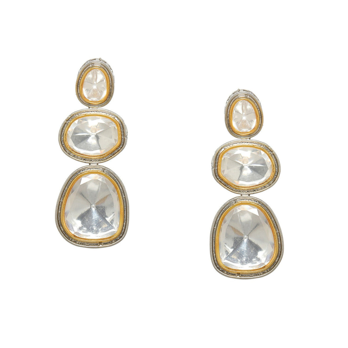 Kundan Earrings (Silver) - Ruby Raang | Grocsy