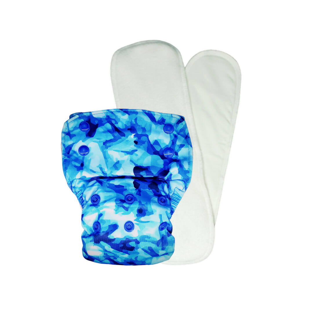 Kindermum Nano Aio Cloth Diaper With 2 Organic Cloth Inserts- Aqua For Kids | Grocsy