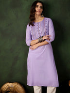 Sangria Embroidered Pure Cotton Straight Kurta | Grocsy