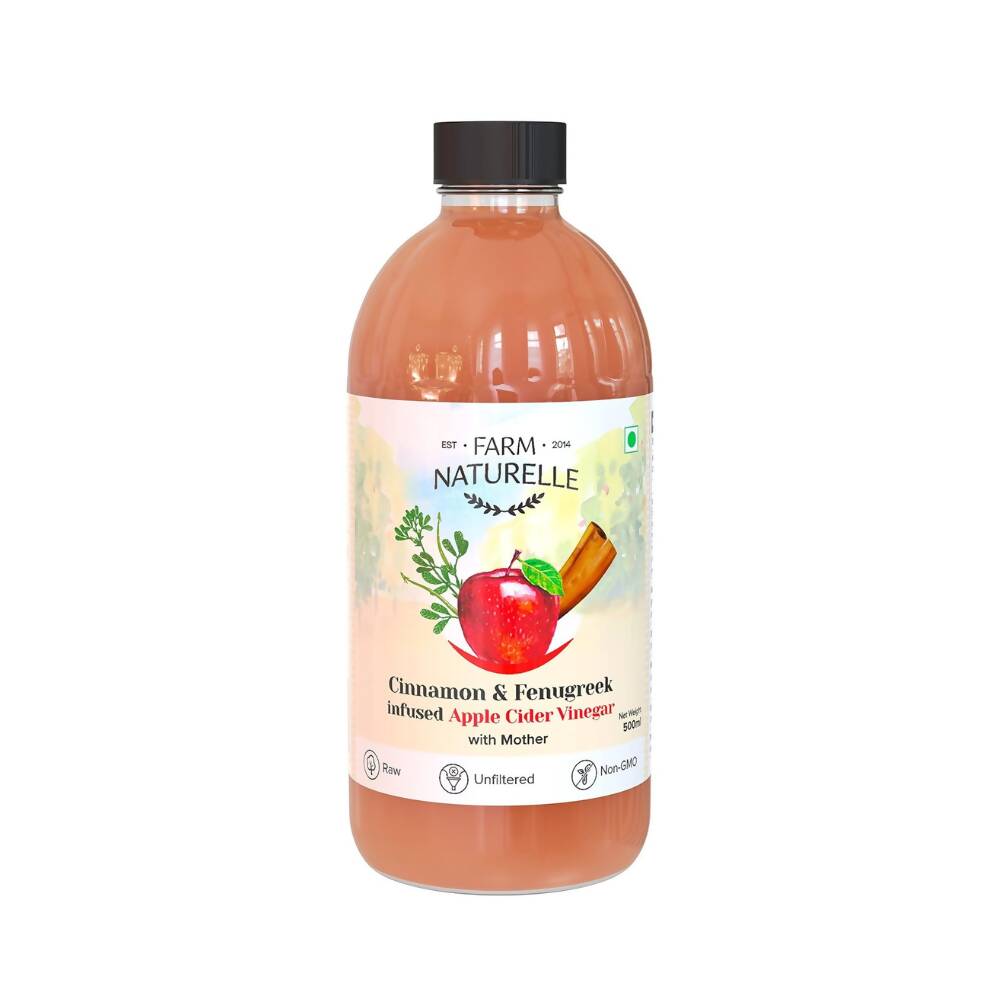 Farm Naturelle Organic Apple Cider Vinegar with Mother and Infused Cinnamon & Fenugreek | Grocsy