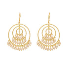 Nuyug 18k Triple Pearl Hoop Anti Tarnish Earrings | Grocsy