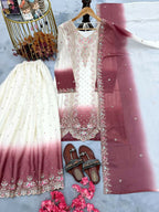 Teeya Creation New Trending Heavy Dual Tone Peding Star Georgette Pink Kurta Set | Grocsy