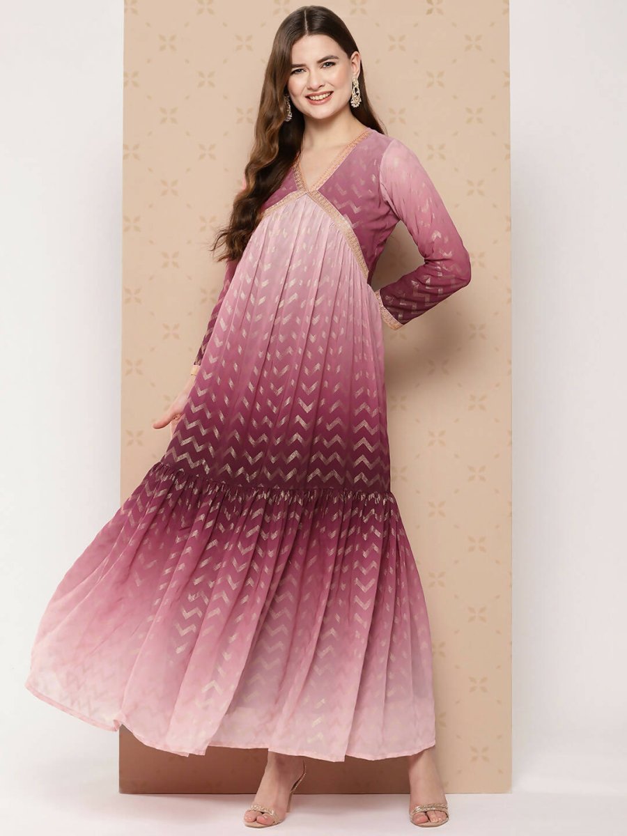 Ahalyaa Women's Traditional wear Ethnic Dress - Burgundy | Grocsy