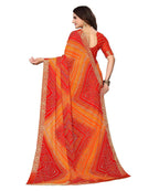 Vamika Red Georgette Printed With Lace Saree (VERA RED) | Grocsy