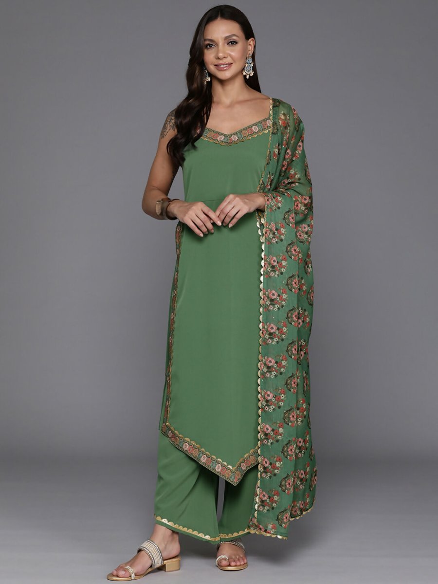 Ahalyaa Women's Traditional wear Kurta Set - Sage Green | Grocsy